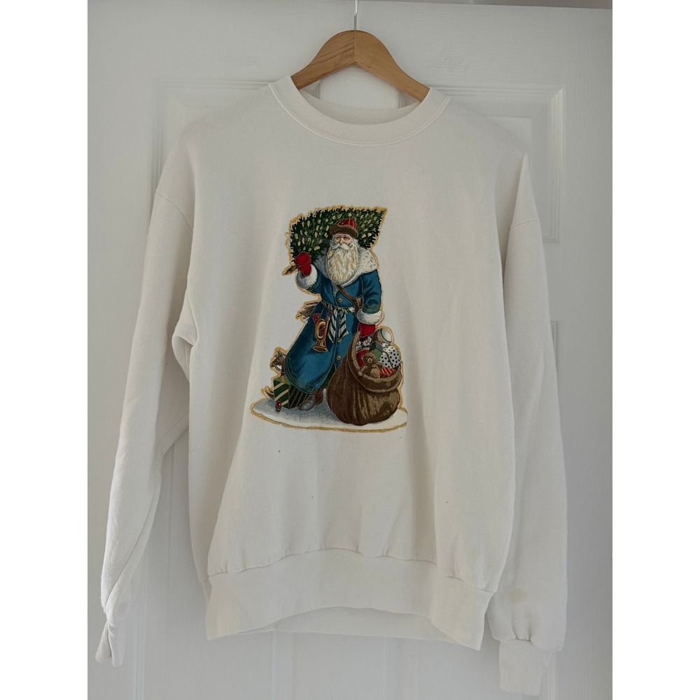 VTG 90s Santa Novelty Tacky Christmas Sweater retro festive cottage